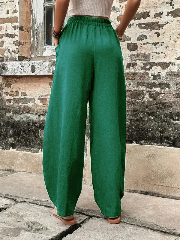 Wijde broek - Baggy, losvallende broek met hoge taille voor dames-Hallo Susanne