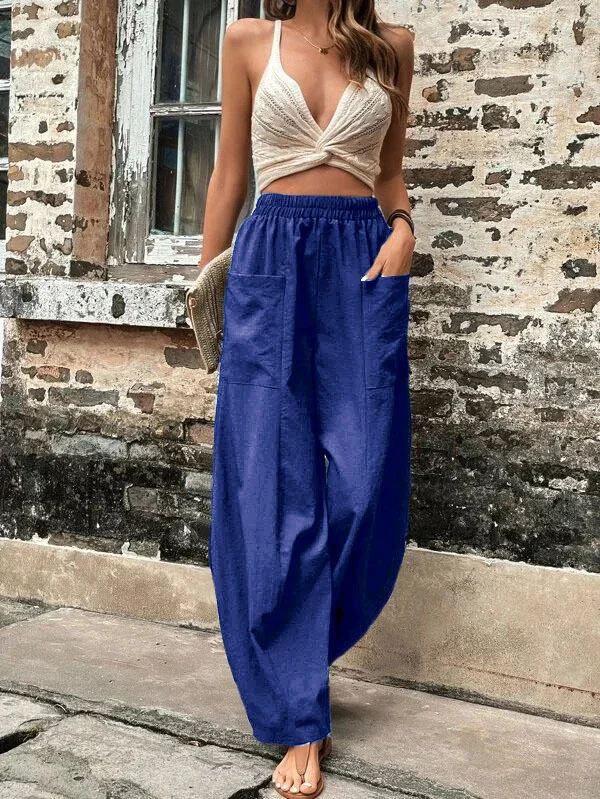 Wijde broek - Baggy, losvallende broek met hoge taille voor dames-Hallo Susanne