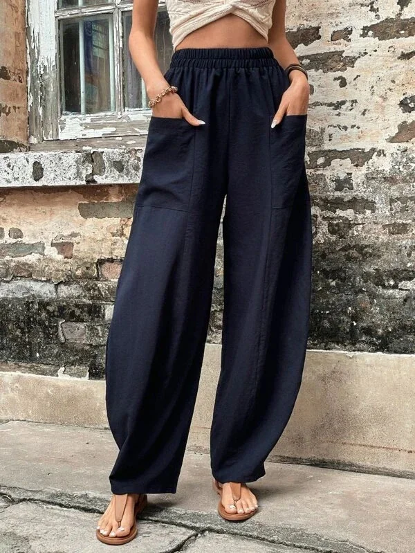 Wijde broek - Baggy, losvallende broek met hoge taille voor dames-Hallo Susanne