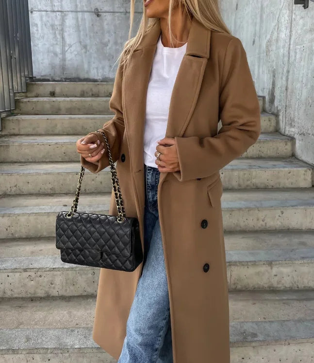 Wollen Trenchcoat | Double Breasted | Lang | Winter Trenchcoat | Wollen Vrouwenoverjas-Hallo Susanne