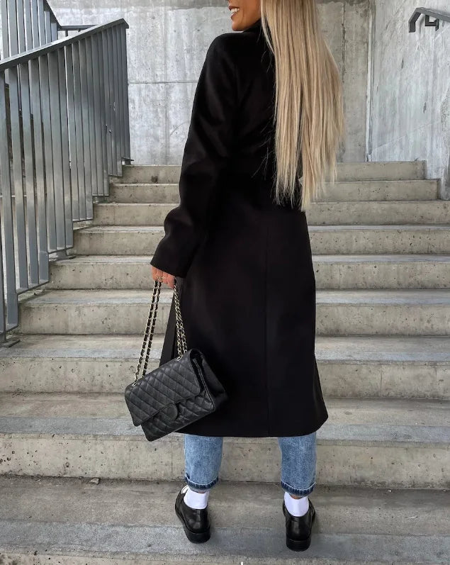 Wollen Trenchcoat | Double Breasted | Lang | Winter Trenchcoat | Wollen Vrouwenoverjas-Hallo Susanne