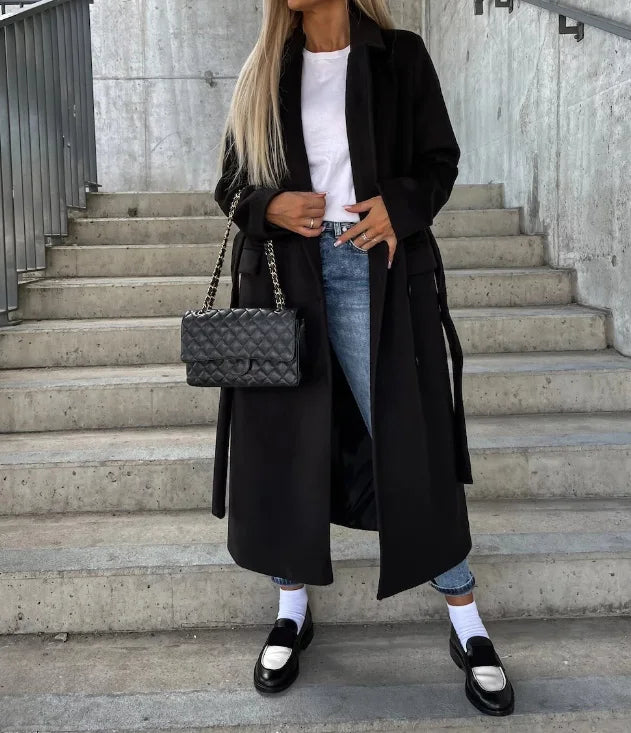 Wollen Trenchcoat | Double Breasted | Lang | Winter Trenchcoat | Wollen Vrouwenoverjas-Hallo Susanne