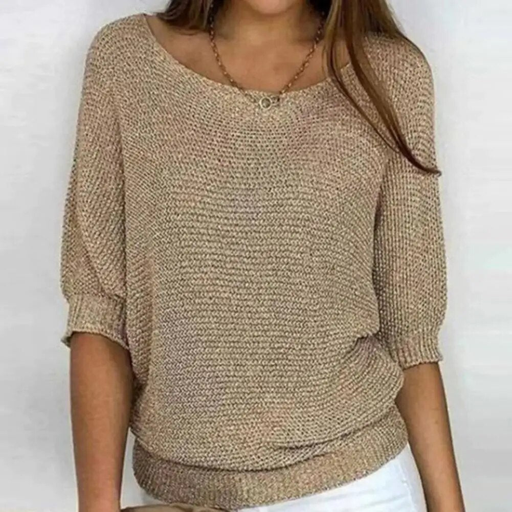 Zomer Trui - Bootnek - Halflange mouwen - Gebreide blouse - Dameskleding-Hallo Susanne