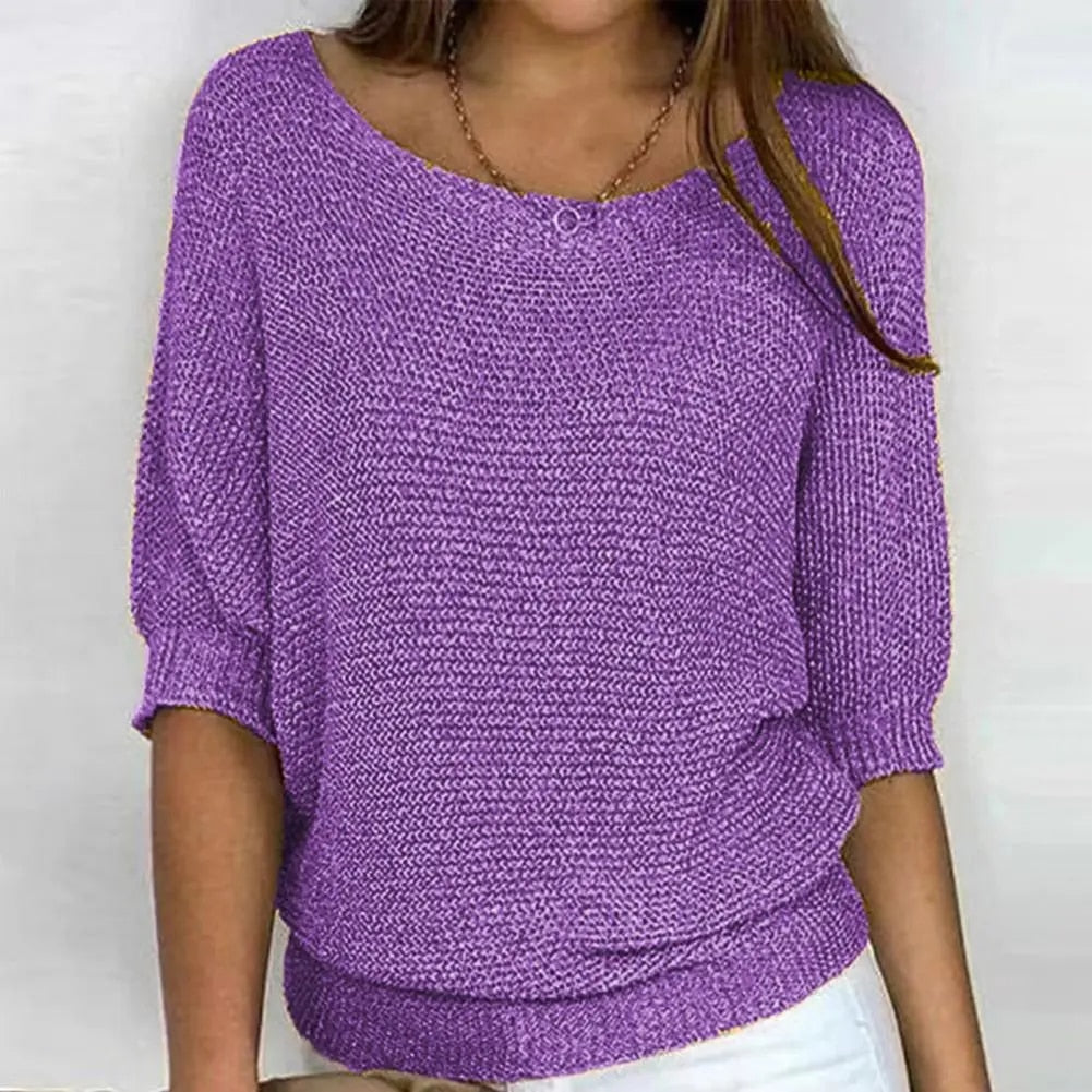 Zomer Trui - Bootnek - Halflange mouwen - Gebreide blouse - Dameskleding-Hallo Susanne