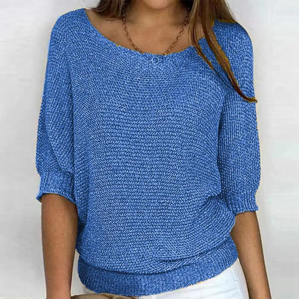 Zomer Trui - Bootnek - Halflange mouwen - Gebreide blouse - Dameskleding-Hallo Susanne