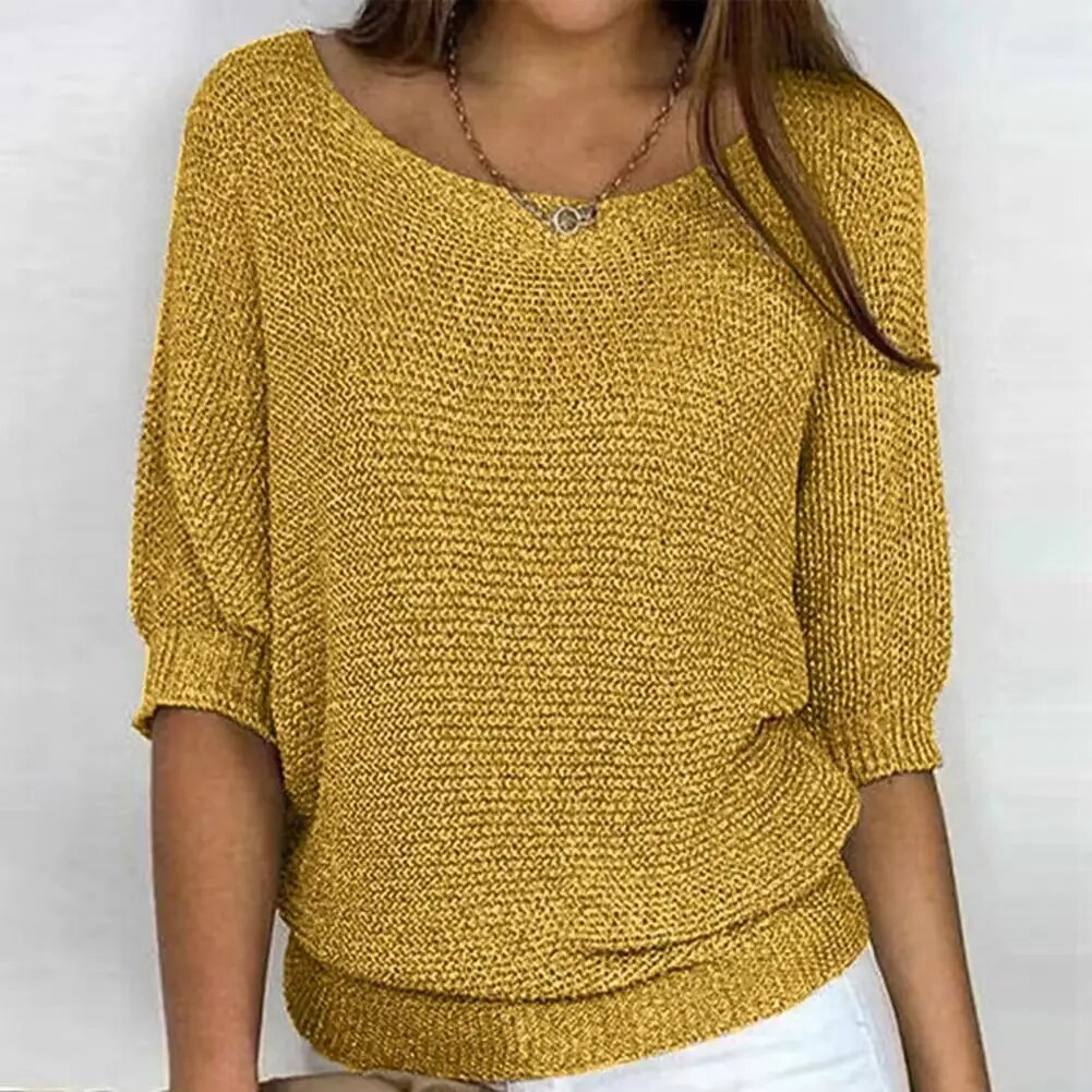 Zomer Trui - Bootnek - Halflange mouwen - Gebreide blouse - Dameskleding-Hallo Susanne
