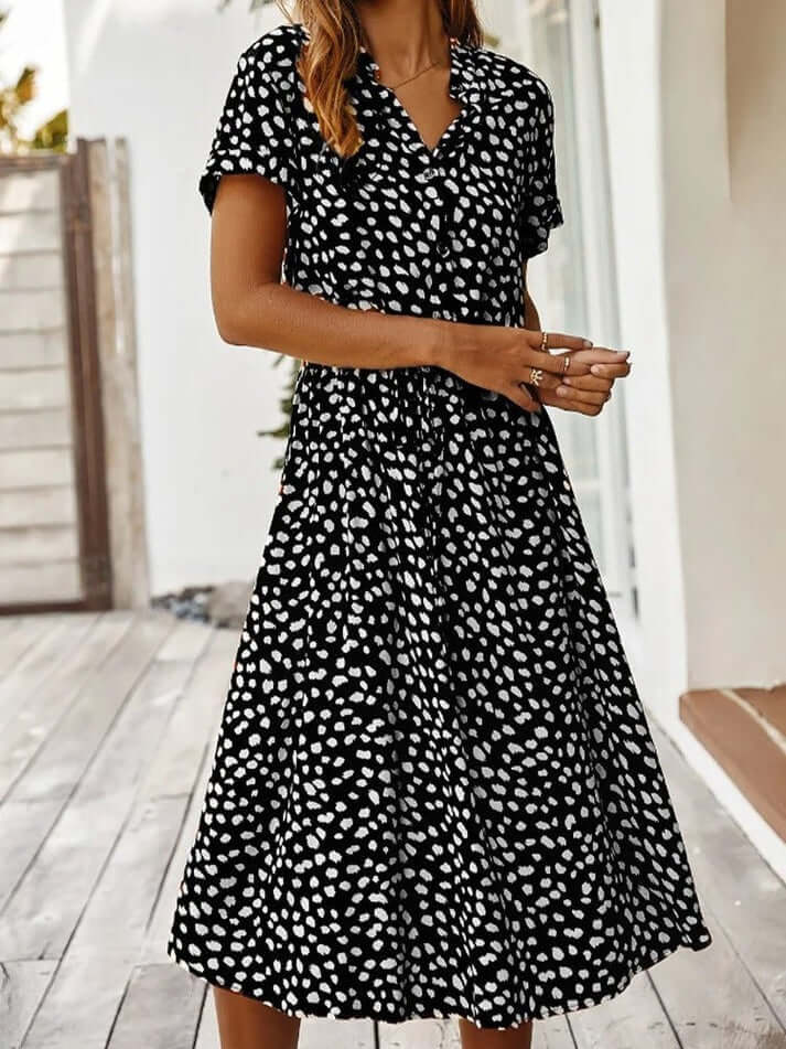 Zomerjurk | Korte Mouwen | Tailleband | Midi Dress | Zondress-Hallo Susanne