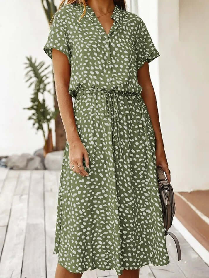 Zomerjurk | Korte Mouwen | Tailleband | Midi Dress | Zondress-Hallo Susanne