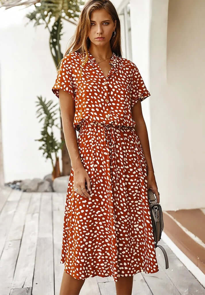 Zomerjurk | Korte Mouwen | Tailleband | Midi Dress | Zondress-Hallo Susanne