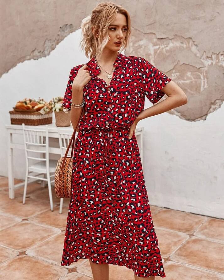 Zomerjurk | Korte Mouwen | Tailleband | Midi Dress | Zondress-Hallo Susanne