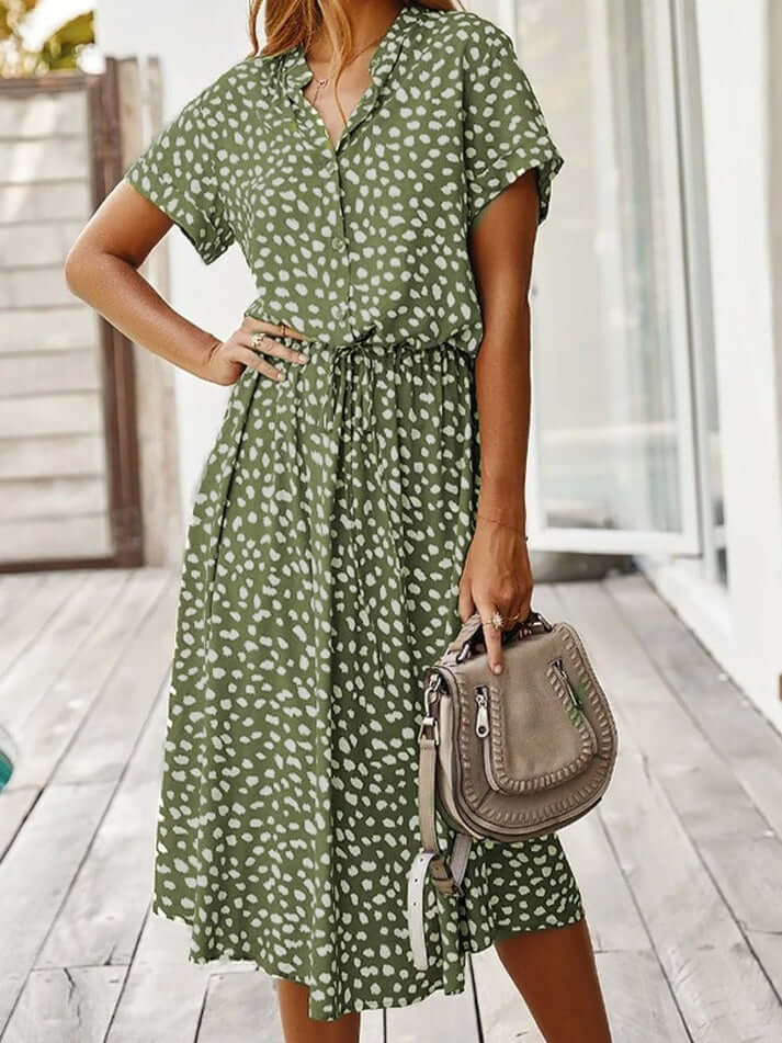Zomerjurk | Korte Mouwen | Tailleband | Midi Dress | Zondress-Hallo Susanne