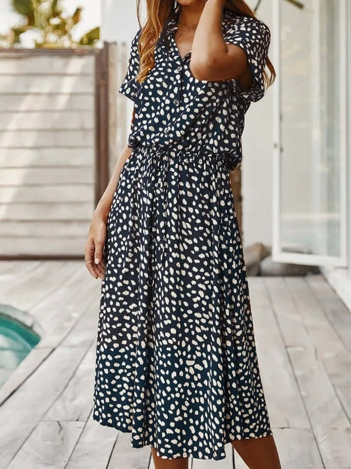 Zomerjurk | Korte Mouwen | Tailleband | Midi Dress | Zondress-Hallo Susanne