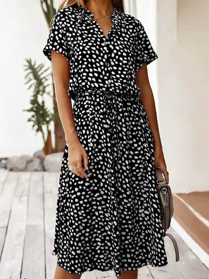 Zomerjurk | Korte Mouwen | Tailleband | Midi Dress | Zondress-Hallo Susanne
