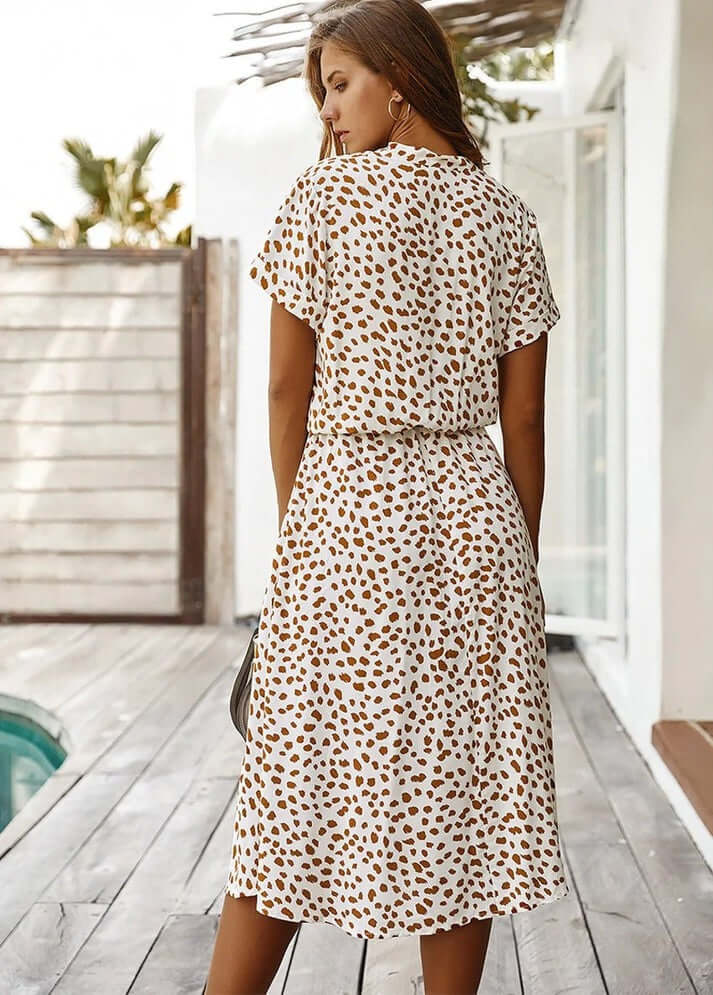 Zomerjurk | Korte Mouwen | Tailleband | Midi Dress | Zondress-Hallo Susanne