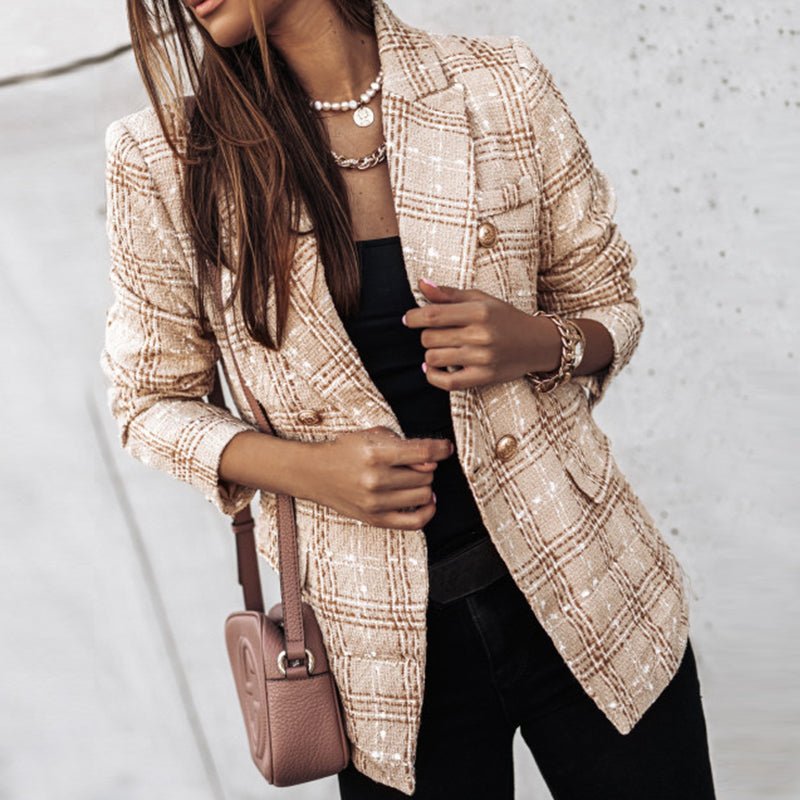 Blazer voor dames - Elegant - Double Breasted - Geruite blazer - Damescolbert-Hallo Susanne