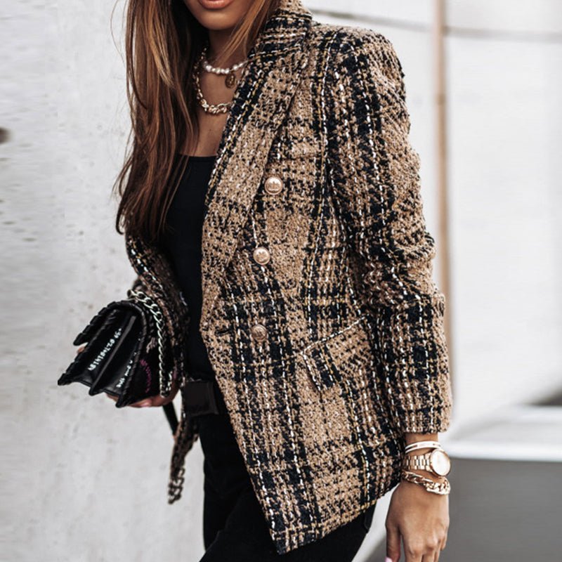 Blazer voor dames - Elegant - Double Breasted - Geruite blazer - Damescolbert-Hallo Susanne