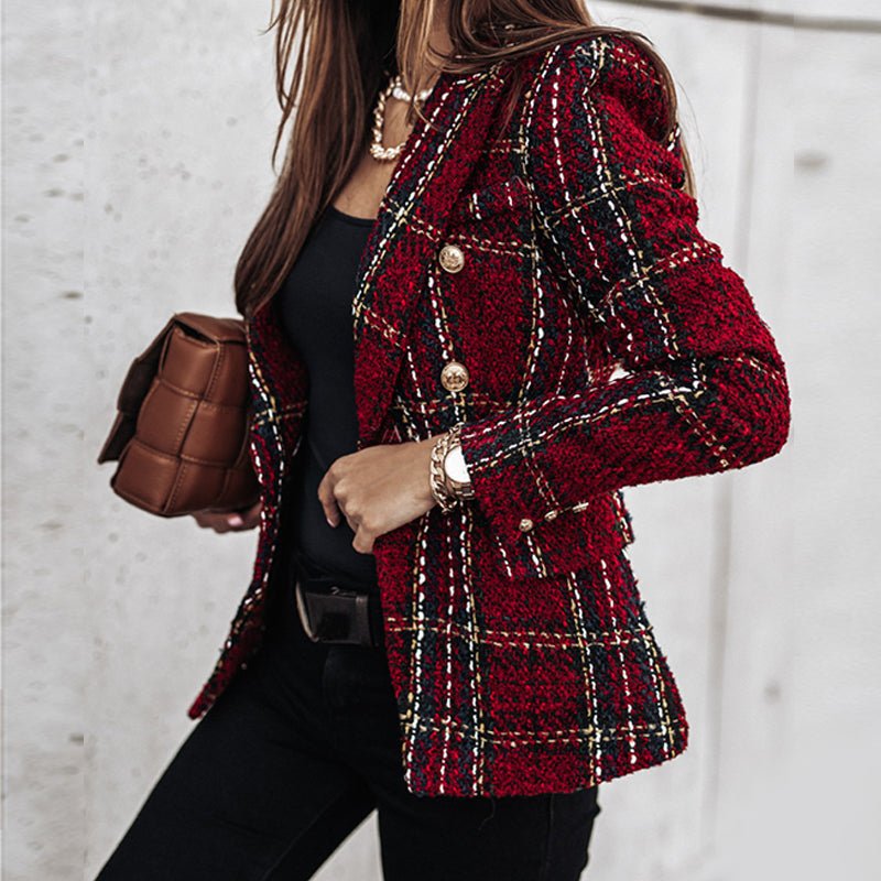 Blazer voor dames - Elegant - Double Breasted - Geruite blazer - Damescolbert-Hallo Susanne