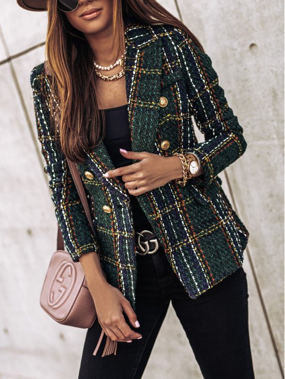 Blazer voor dames - Elegant - Double Breasted - Geruite blazer - Damescolbert-Hallo Susanne