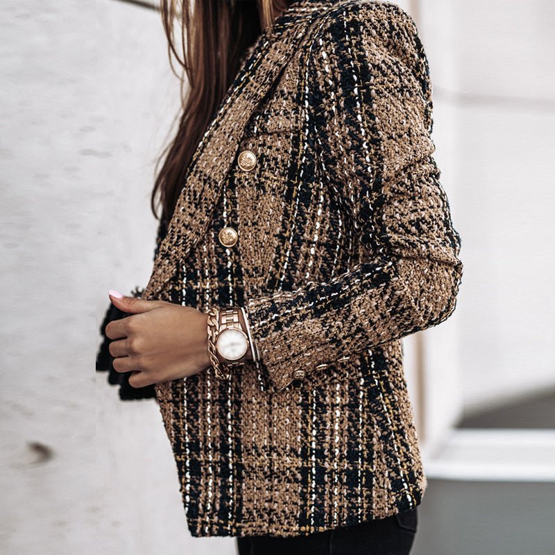 Blazer voor dames - Elegant - Double Breasted - Geruite blazer - Damescolbert-Hallo Susanne