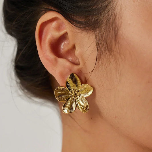 Bloem Oorbellen - Vintage gouden oorbellen voor dames-Hallo Susanne