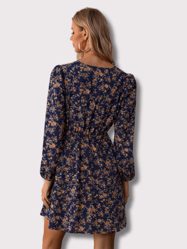 Bloemenjurk | Lange Mouw | V-Hals | Mini Jurk | Zomerjurk-Hallo Susanne