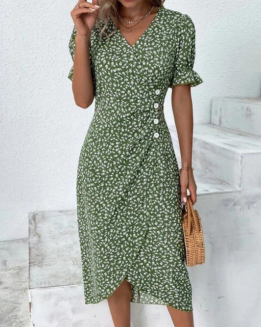 Bloemenjurk - Midi - Korte mouwen - Zomerjurk - Zomerjurkjes-Hallo Susanne