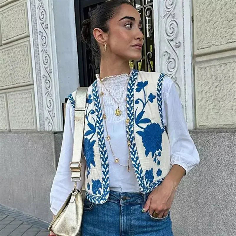 Bloemenvest | Vintage | Mouwloos | Geborduurd vest | Damesgilet-Hallo Susanne