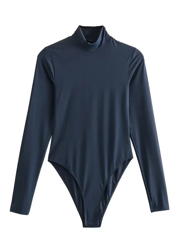 Bodysuit met hoge hals - Bodysuit met lange mouwen en coltrui voor dames-Hallo Susanne