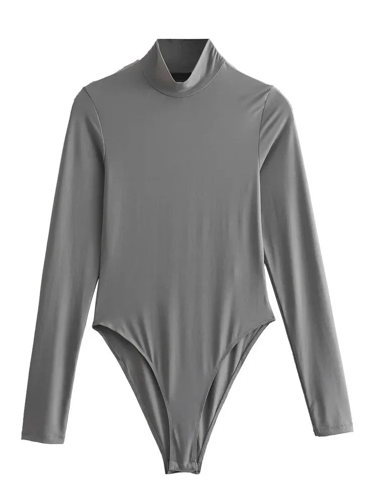 Bodysuit met hoge hals - Bodysuit met lange mouwen en coltrui voor dames-Hallo Susanne