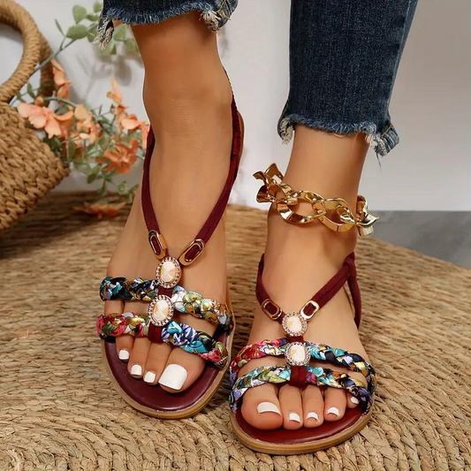Boho Sandalen - Vrouwen Elastische Band Platte Sandalen voor de Zomer-Hallo Susanne