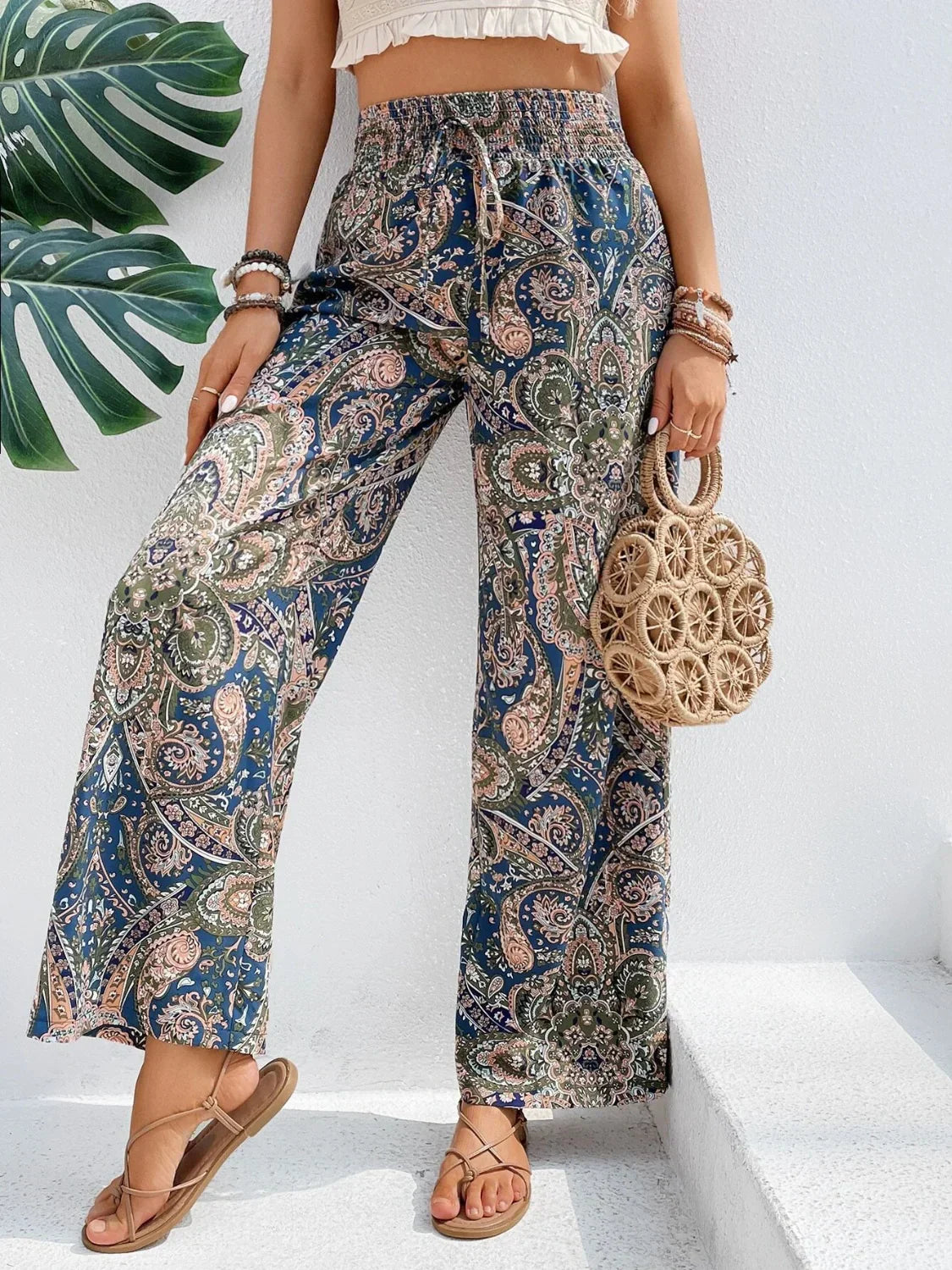 Broek Met Wijde Pijpen | Boho | Hoge Taille | Palazzo Broek | Damesbroek-Hallo Susanne