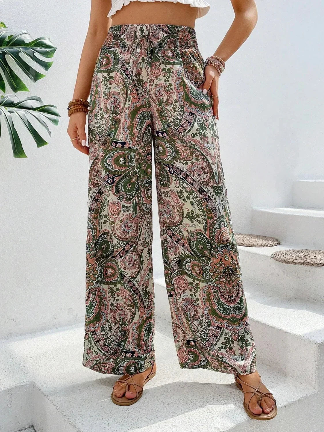 Broek Met Wijde Pijpen | Boho | Hoge Taille | Palazzo Broek | Damesbroek-Hallo Susanne
