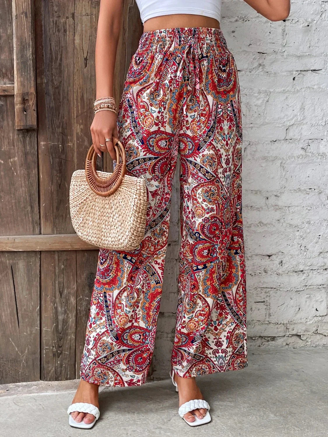 Broek Met Wijde Pijpen | Boho | Hoge Taille | Palazzo Broek | Damesbroek-Hallo Susanne
