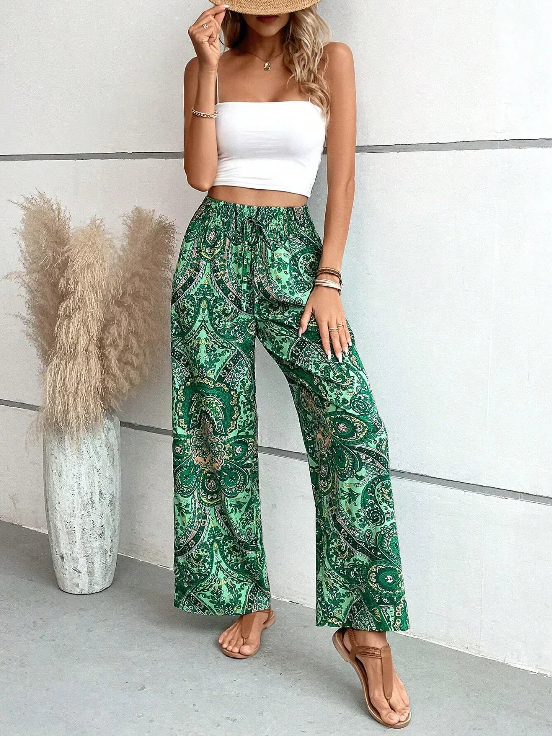 Broek Met Wijde Pijpen | Boho | Hoge Taille | Palazzo Broek | Damesbroek-Hallo Susanne
