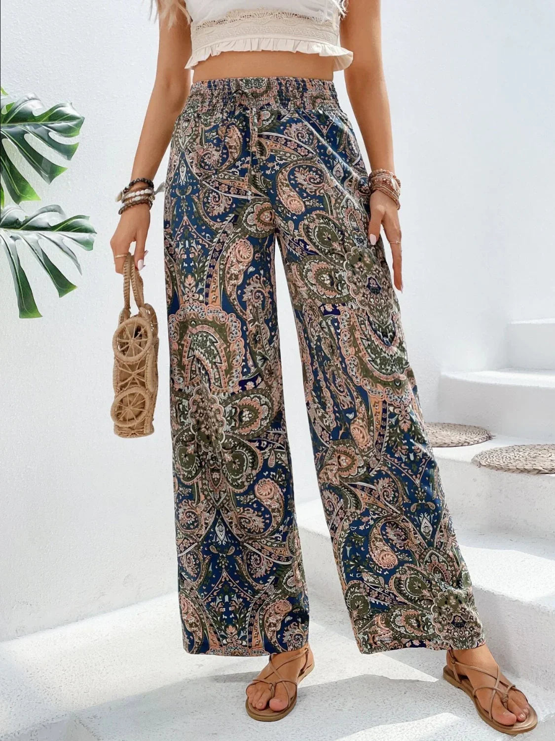 Broek Met Wijde Pijpen | Boho | Hoge Taille | Palazzo Broek | Damesbroek-Hallo Susanne