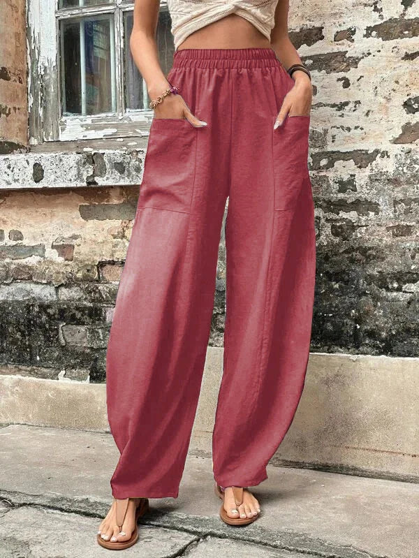Broek met wijde pijpen - Baggy - Hoge taille - Zomerbroek - Damesbroek-Hallo Susanne