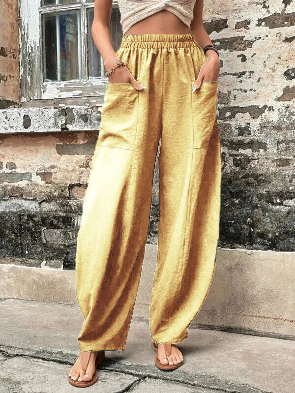 Broek met wijde pijpen - Baggy - Hoge taille - Zomerbroek - Damesbroek-Hallo Susanne