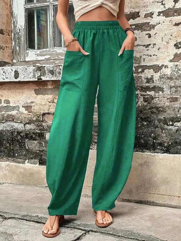 Broek met wijde pijpen - Baggy - Hoge taille - Zomerbroek - Damesbroek-Hallo Susanne