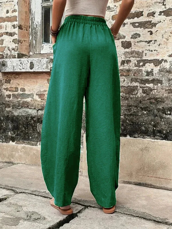 Broek met wijde pijpen - Baggy - Hoge taille - Zomerbroek - Damesbroek-Hallo Susanne
