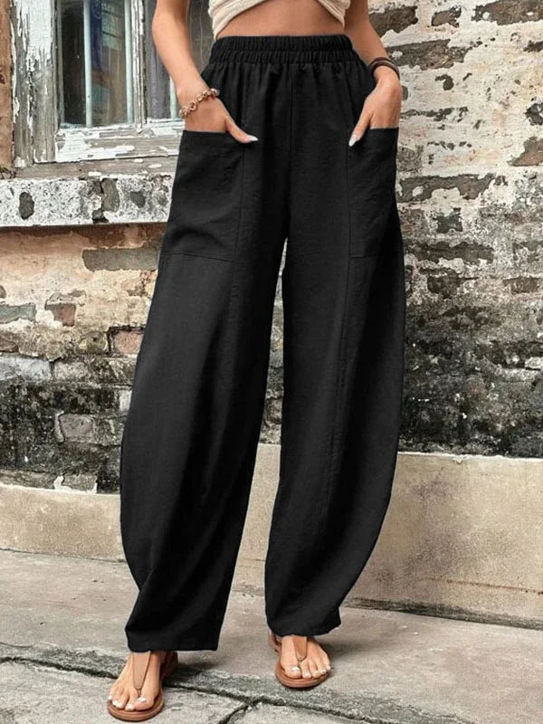 Broek met wijde pijpen - Baggy - Hoge taille - Zomerbroek - Damesbroek-Hallo Susanne