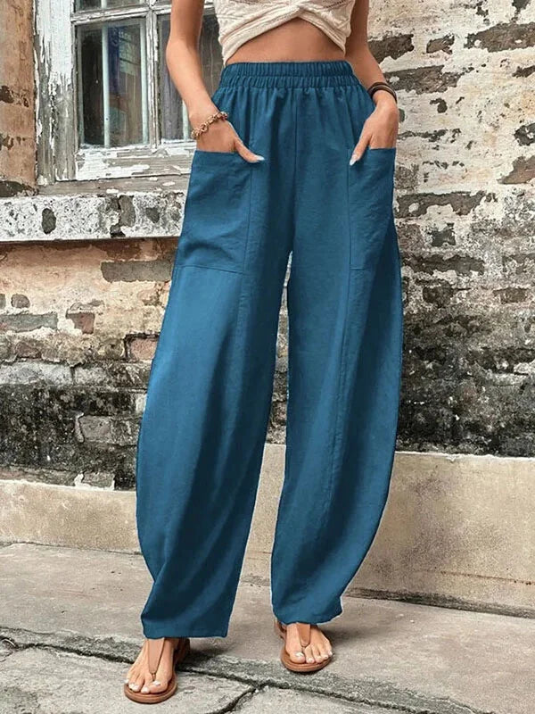 Broek met wijde pijpen - Baggy - Hoge taille - Zomerbroek - Damesbroek-Hallo Susanne