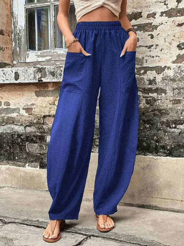 Broek met wijde pijpen - Baggy - Hoge taille - Zomerbroek - Damesbroek-Hallo Susanne