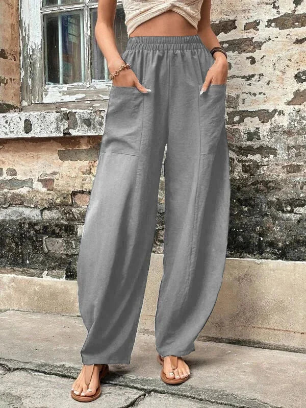 Broek met wijde pijpen - Baggy - Hoge taille - Zomerbroek - Damesbroek-Hallo Susanne