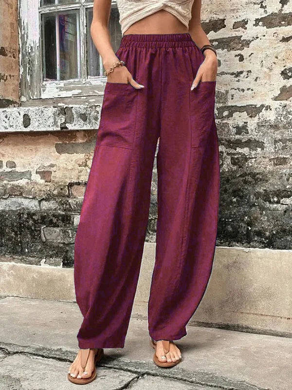 Broek met wijde pijpen - Baggy - Hoge taille - Zomerbroek - Damesbroek-Hallo Susanne
