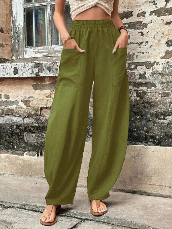 Broek met wijde pijpen - Baggy - Hoge taille - Zomerbroek - Damesbroek-Hallo Susanne