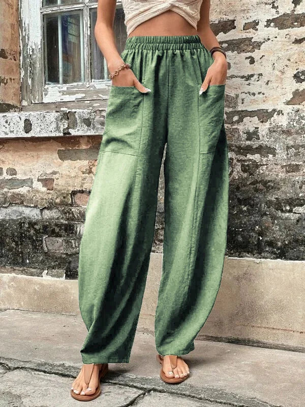 Broek met wijde pijpen - Baggy - Hoge taille - Zomerbroek - Damesbroek-Hallo Susanne