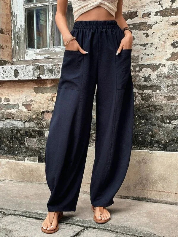 Broek met wijde pijpen - Baggy - Hoge taille - Zomerbroek - Damesbroek-Hallo Susanne