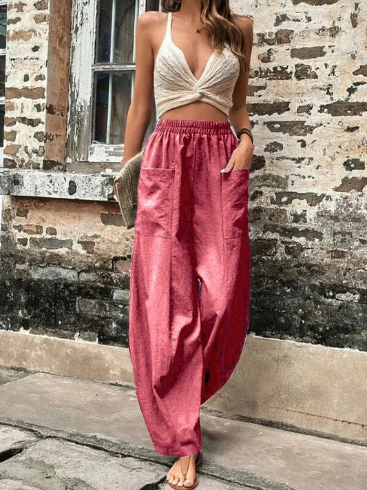 Broek met wijde pijpen - Baggy - Hoge taille - Zomerbroek - Damesbroek-Hallo Susanne
