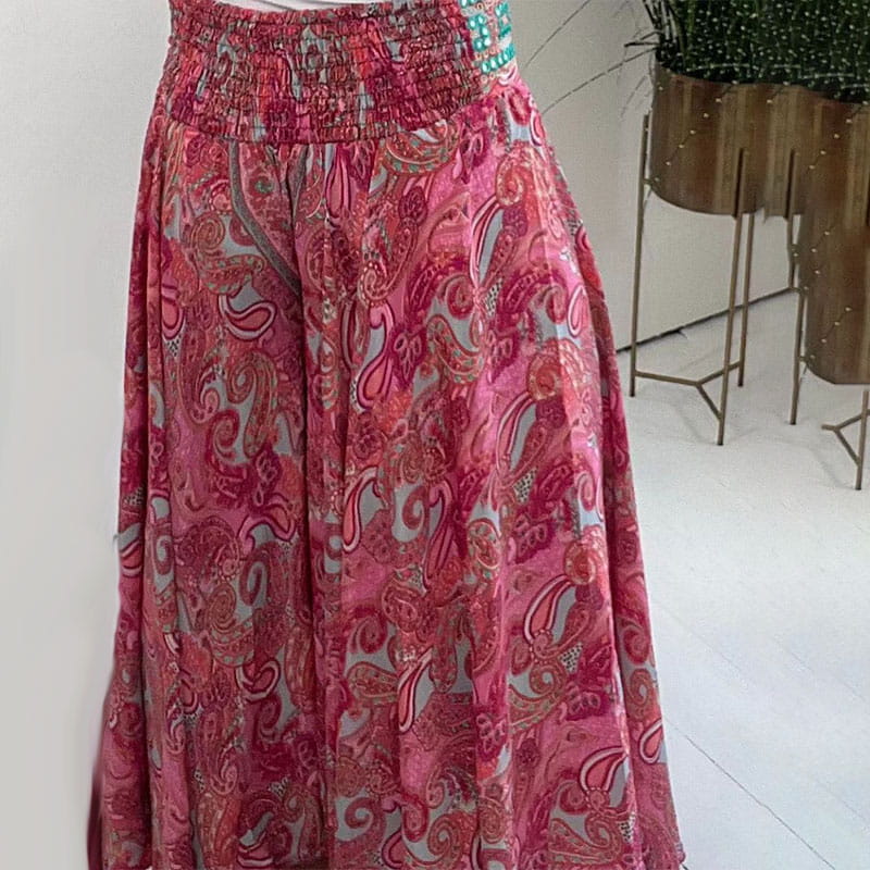 Broek met wijde pijpen | Paisleyprint | Flowy | Boho Broek | Dames Zomerbroek-Hallo Susanne