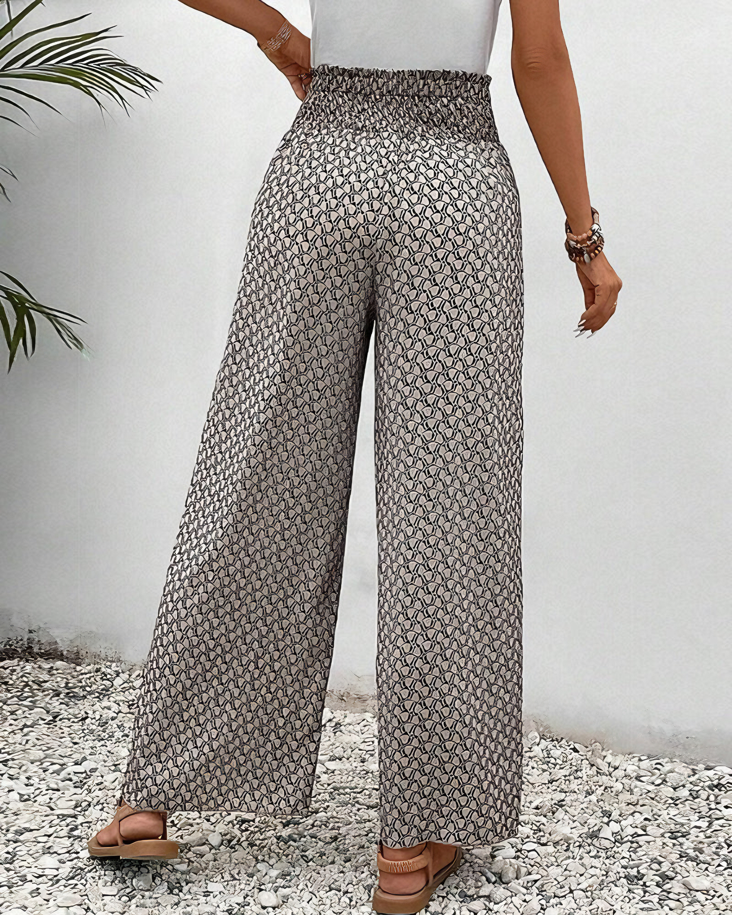 Broek met wijde pijpen - Soepelvallende damesbroek met hoge taille voor de zomer-Hallo Susanne